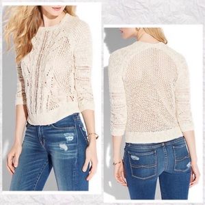 Lucky Brand cable knit cream 3/4 sleeve sweater
